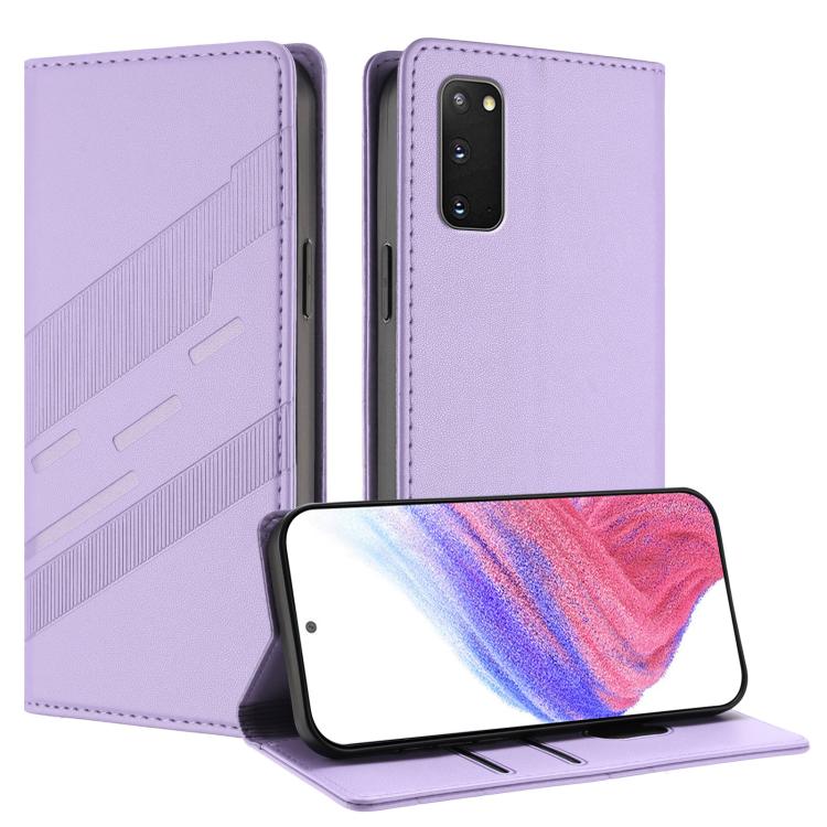 

For Samsung Galaxy S20 FE 4G / 5G Embossed Multi-functional Wallet Retro Leather Phone Case(Light Purple)