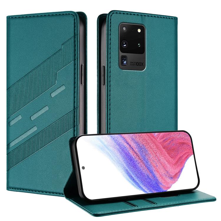 

For Samsung Galaxy S20 Ultra Embossed Multi-functional Wallet Retro Leather Phone Case(Dark Green)