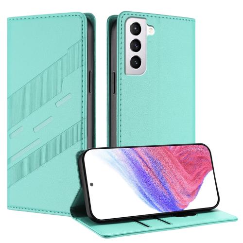 

For Samsung Galaxy S21 5G Embossed Multi-functional Wallet Retro Leather Phone Case(Mint Green)