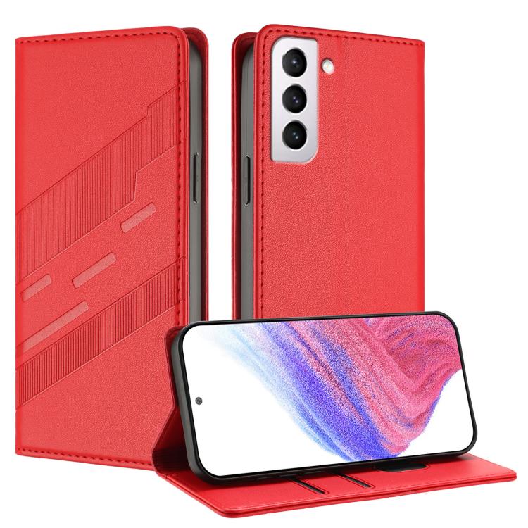 

For Samsung Galaxy S21+ 5G Embossed Multi-functional Wallet Retro Leather Phone Case(Red)