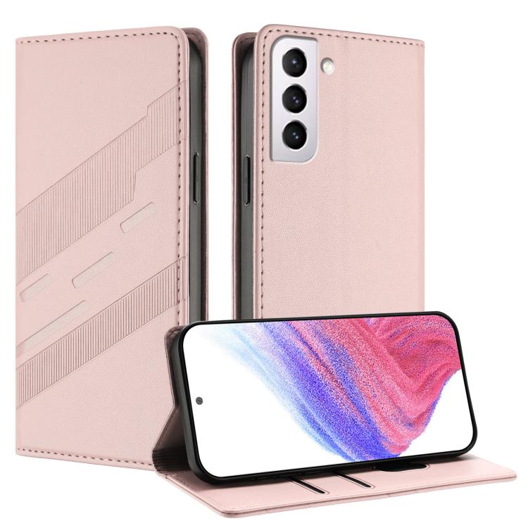 

For Samsung Galaxy S21+ 5G Embossed Multi-functional Wallet Retro Leather Phone Case(Pink)