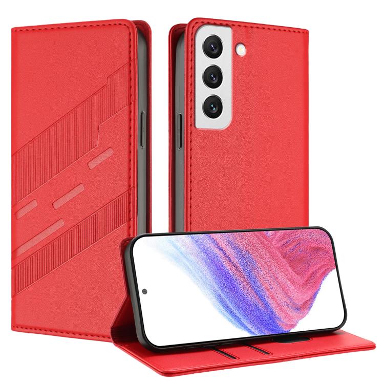 

For Samsung Galaxy S22 5G Embossed Multi-functional Wallet Retro Leather Phone Case(Red)