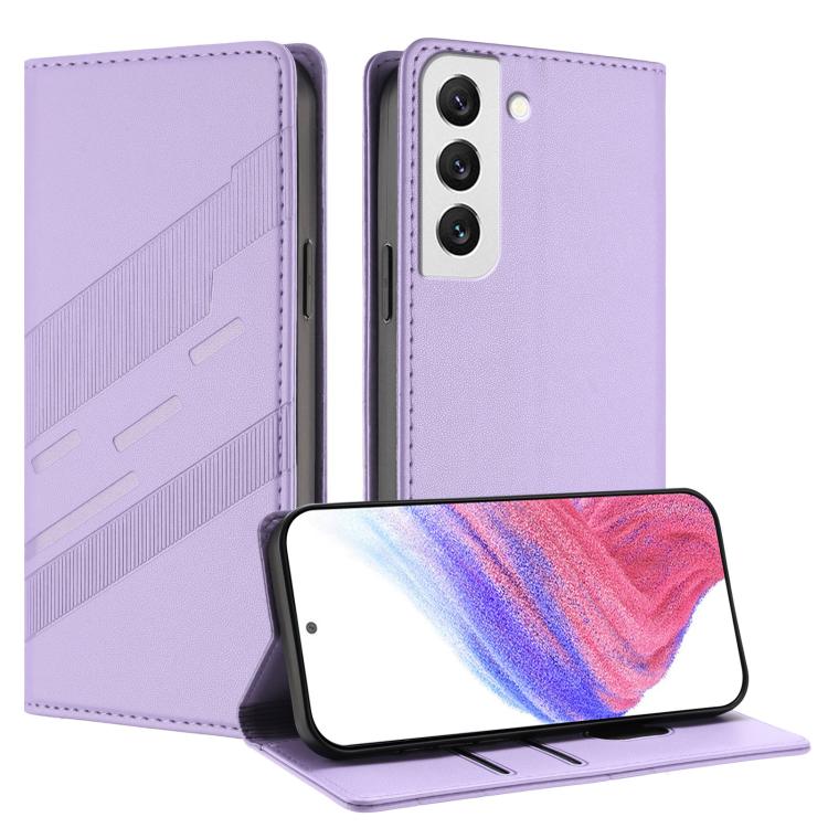 

For Samsung Galaxy S22 5G Embossed Multi-functional Wallet Retro Leather Phone Case(Light Purple)
