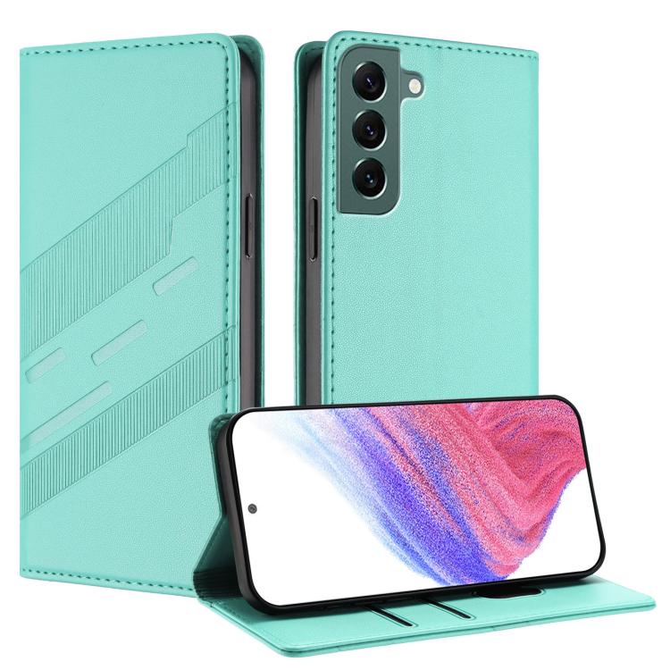 

For Samsung Galaxy S22+ 5G Embossed Multi-functional Wallet Retro Leather Phone Case(Mint Green)