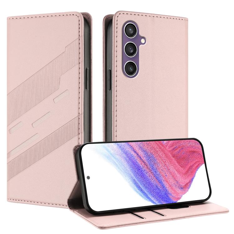 

For Samsung Galaxy S23 FE 5G Embossed Multi-functional Wallet Retro Leather Phone Case(Pink)