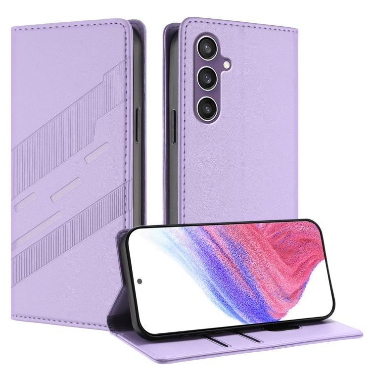 

For Samsung Galaxy S23 FE 5G Embossed Multi-functional Wallet Retro Leather Phone Case(Light Purple)