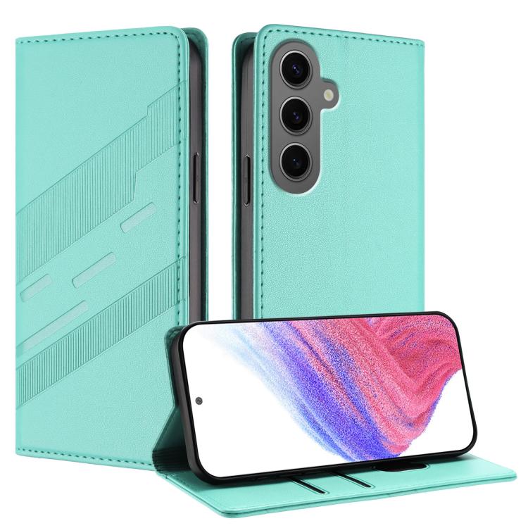 

For Samsung Galaxy S24+ 5G Embossed Multi-functional Wallet Retro Leather Phone Case(Mint Green)