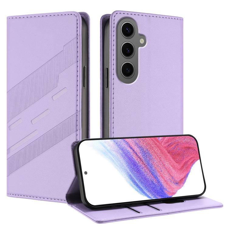 

For Samsung Galaxy S24+ 5G Embossed Multi-functional Wallet Retro Leather Phone Case(Light Purple)