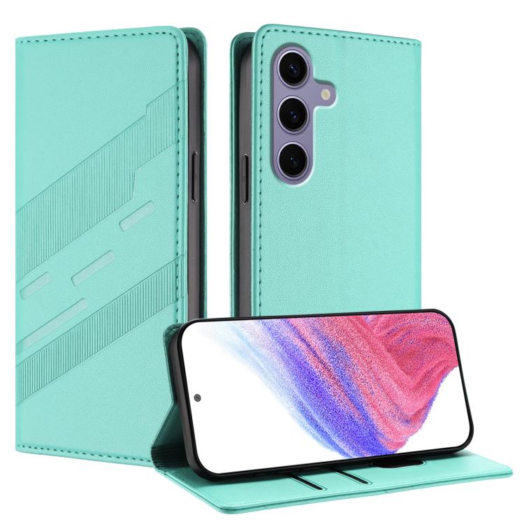 

For Samsung Galaxy S25 5G Embossed Multi-functional Wallet Retro Leather Phone Case(Mint Green)