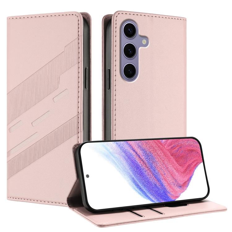 

For Samsung Galaxy S25 5G Embossed Multi-functional Wallet Retro Leather Phone Case(Pink)