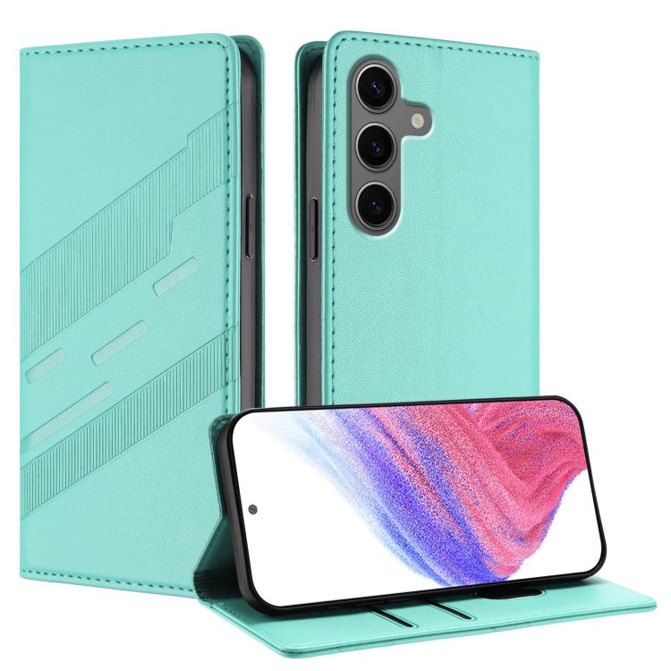 

For Samsung Galaxy S25+ 5G Embossed Multi-functional Wallet Retro Leather Phone Case(Mint Green)