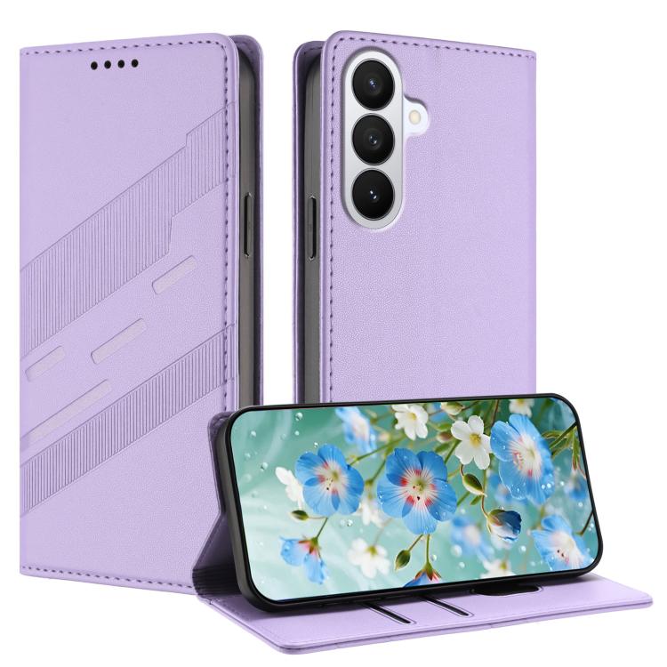 

For Galaxy S26 5G Embossed Multi-functional Wallet Retro Leather Phone Case(Light Purple)