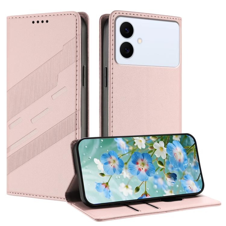 

For Galaxy S26 Edge 5G Embossed Multi-functional Wallet Retro Leather Phone Case(Pink)