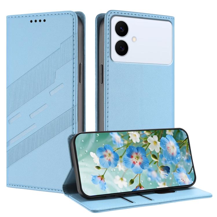 

For Galaxy S26 Edge 5G Embossed Multi-functional Wallet Retro Leather Phone Case(Light Blue)