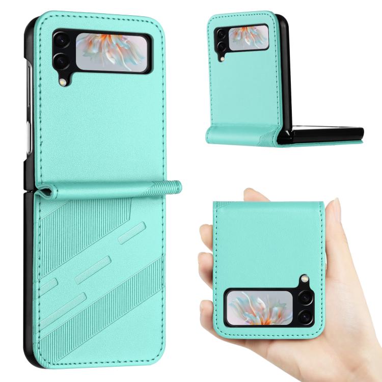 

For Samsung Galaxy Z Flip3 5G Embossed Multi-functional Wallet Retro Leather Phone Case(Mint Green)