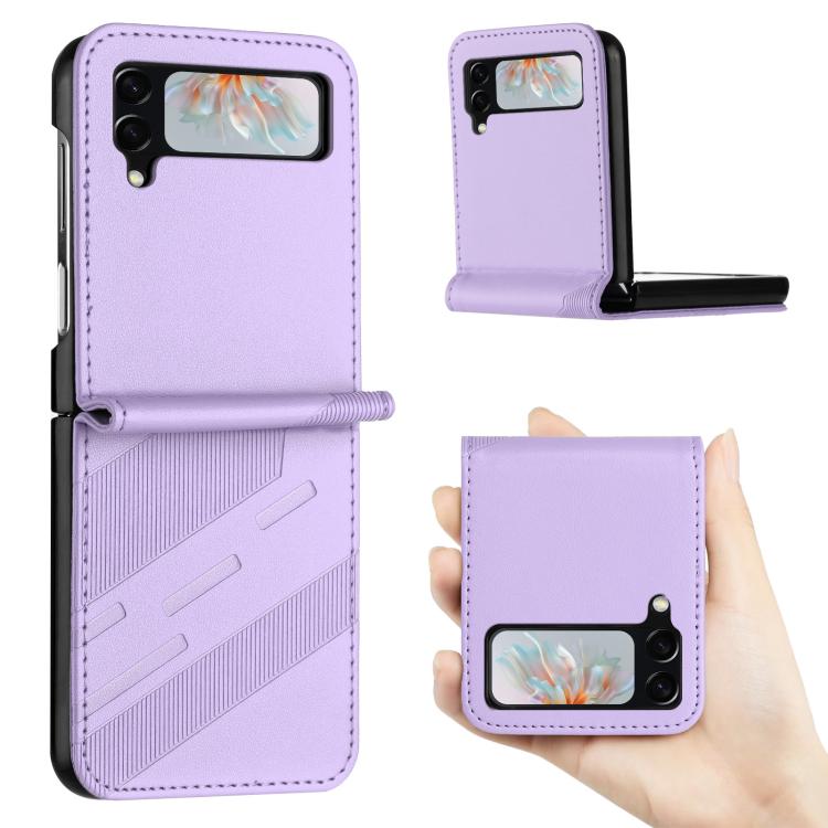 

For Samsung Galaxy Z Flip3 5G Embossed Multi-functional Wallet Retro Leather Phone Case(Light Purple)