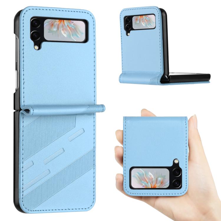 

For Samsung Galaxy Z Flip4 5G Embossed Multi-functional Wallet Retro Leather Phone Case(Light Blue)