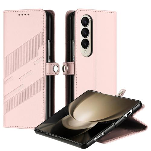 

For Samsung Galaxy Z Fold4 5G Embossed Multi-functional Wallet Retro Leather Phone Case(Pink)