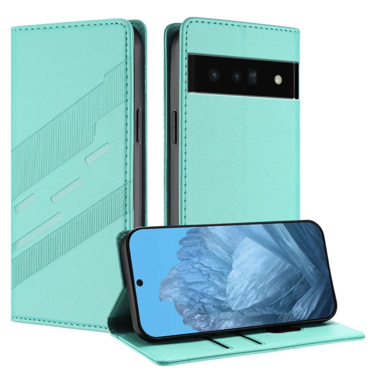 

For Google Pixel 6 Pro Embossed Multi-functional Wallet Retro Leather Phone Case(Mint Green)