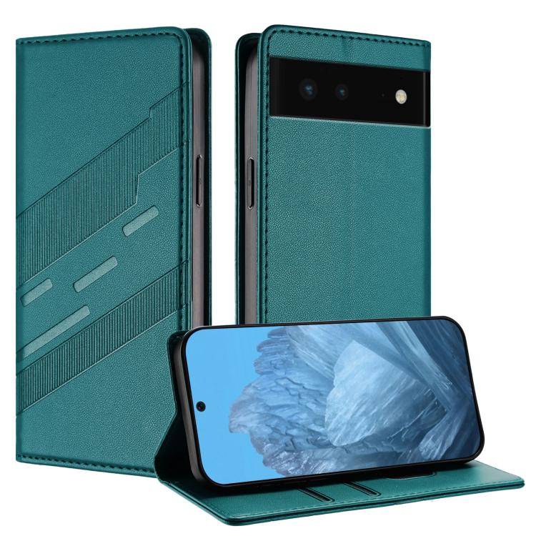 

For Google Pixel 6 Embossed Multi-functional Wallet Retro Leather Phone Case(Dark Green)