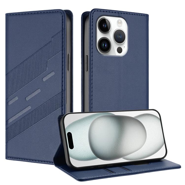 

For iPhone 16 Pro Embossed Multi-functional Wallet Retro Leather Phone Case(Dark Blue)