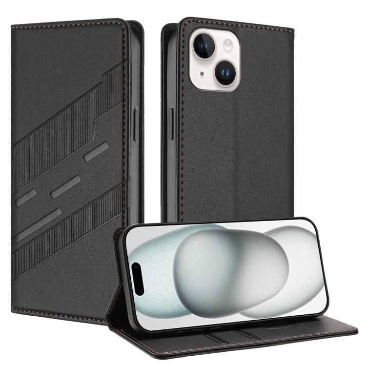 

For iPhone 15 Embossed Multi-functional Wallet Retro Leather Phone Case(Black)