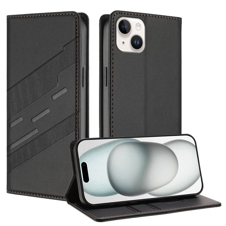 

For iPhone 15 Plus Embossed Multi-functional Wallet Retro Leather Phone Case(Black)