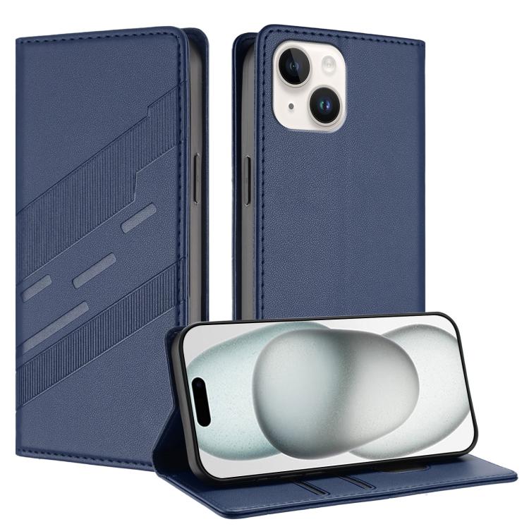 

For iPhone 14 / 13 Embossed Multi-functional Wallet Retro Leather Phone Case(Dark Blue)