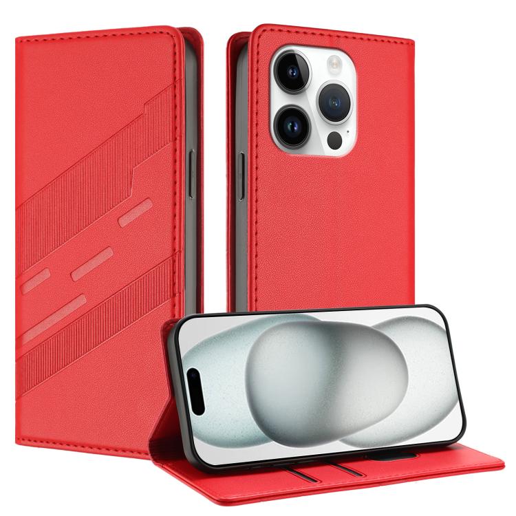 

For iPhone 14 Pro Embossed Multi-functional Wallet Retro Leather Phone Case(Red)