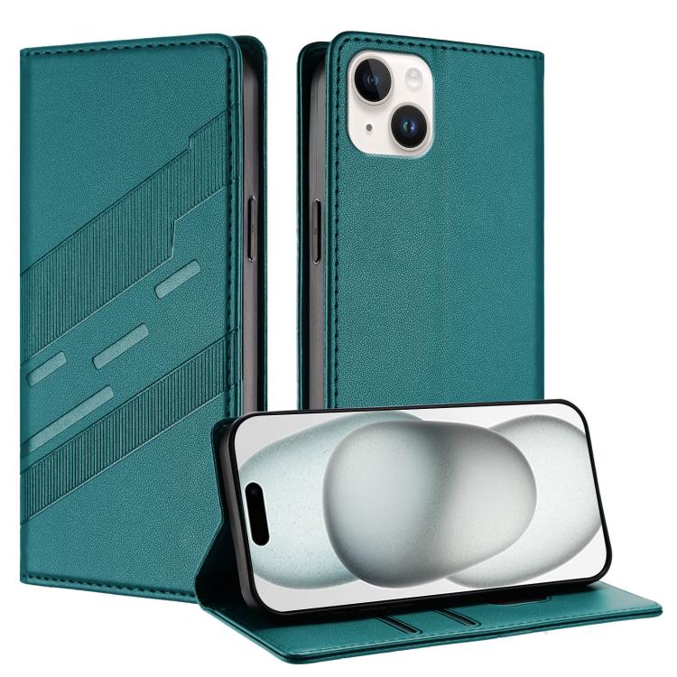 

For iPhone 14 Plus Embossed Multi-functional Wallet Retro Leather Phone Case(Dark Green)