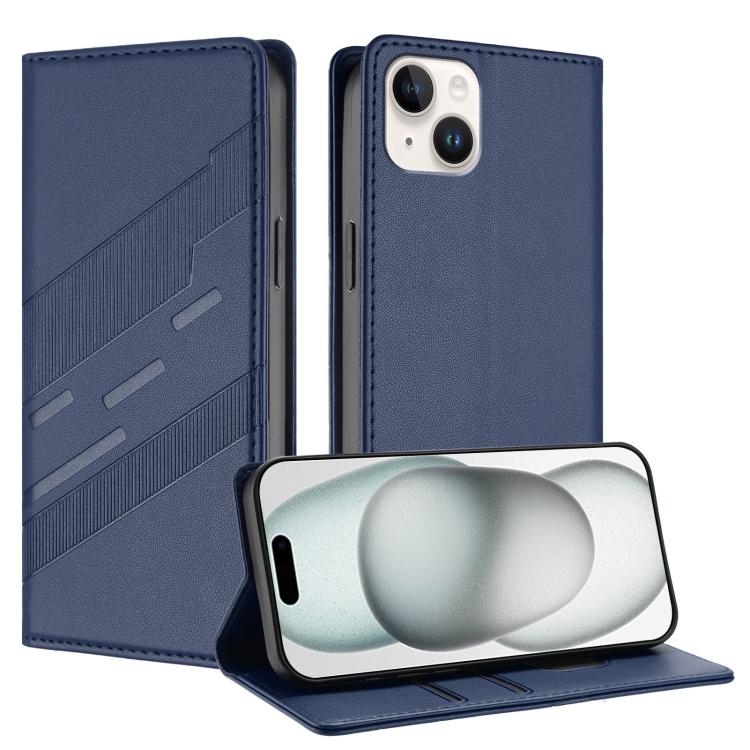 

For iPhone 14 Plus Embossed Multi-functional Wallet Retro Leather Phone Case(Dark Blue)