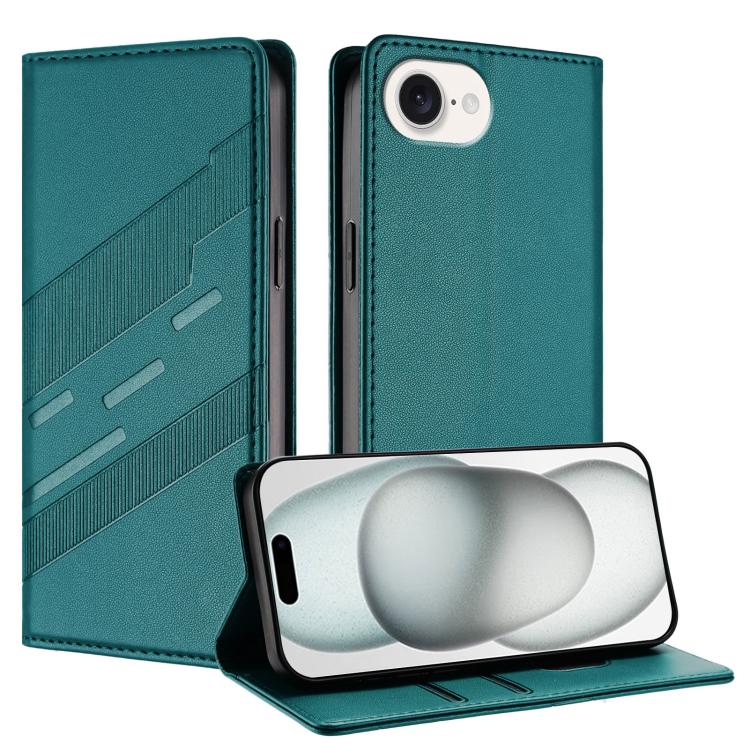 

For iPhone 16e Embossed Multi-functional Wallet Retro Leather Phone Case(Dark Green)