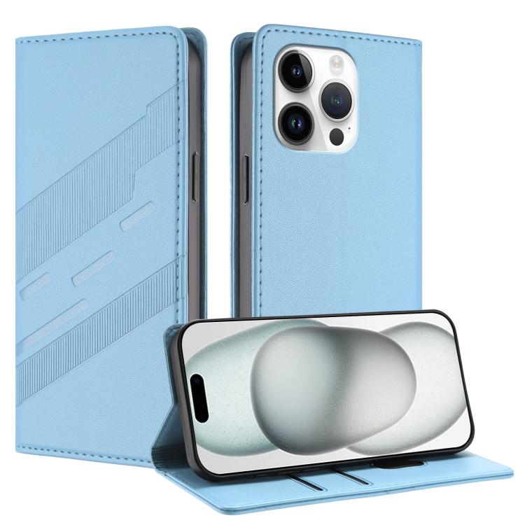 

For iPhone 13 Pro Embossed Multi-functional Wallet Retro Leather Phone Case(Light Blue)