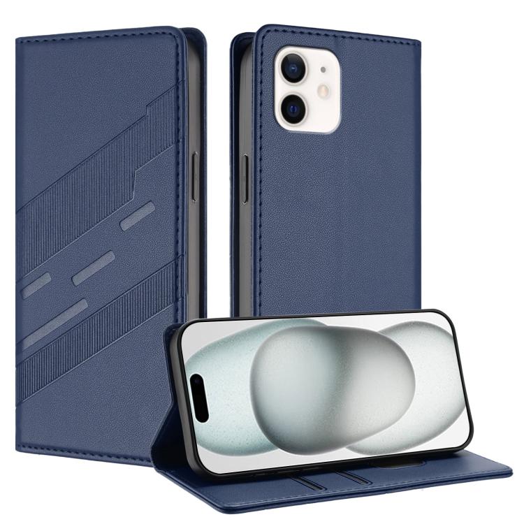 

For iPhone 12 mini Embossed Multi-functional Wallet Retro Leather Phone Case(Dark Blue)