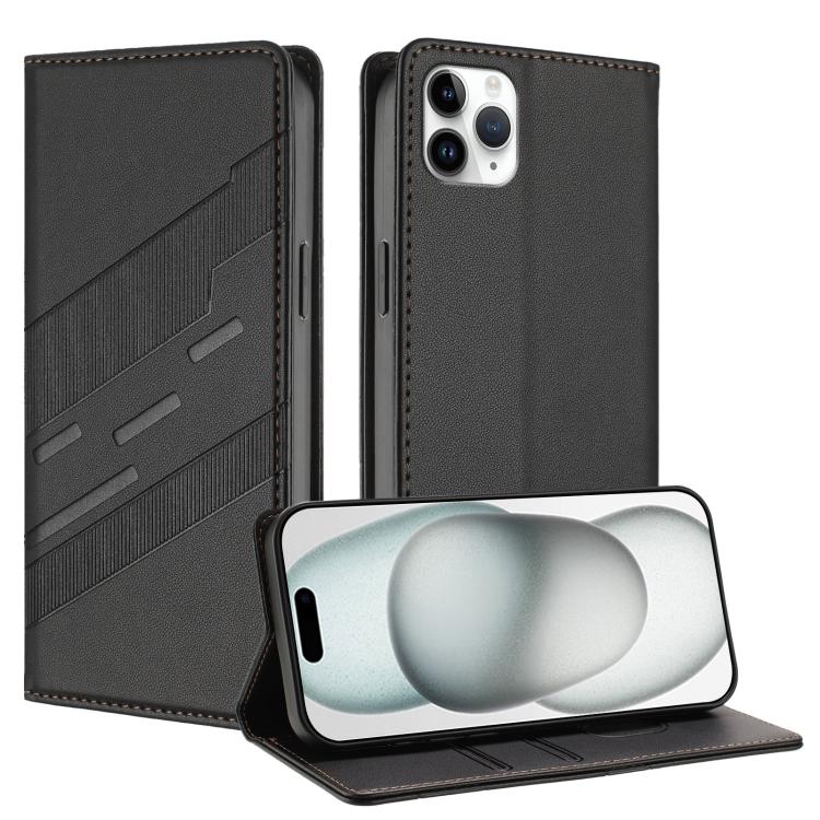 

For iPhone 11 Pro Max Embossed Multi-functional Wallet Retro Leather Phone Case(Black)
