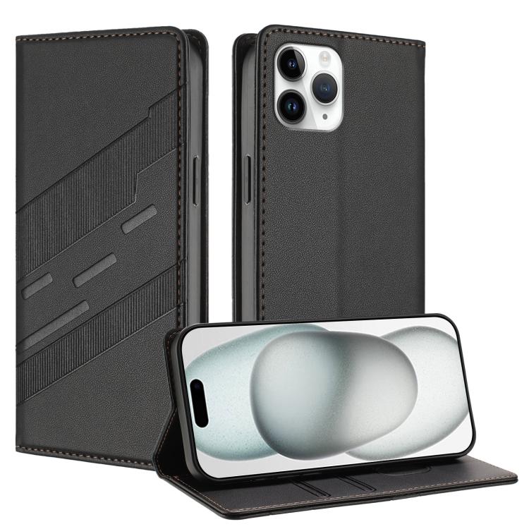 

For iPhone 11 Pro Embossed Multi-functional Wallet Retro Leather Phone Case(Black)