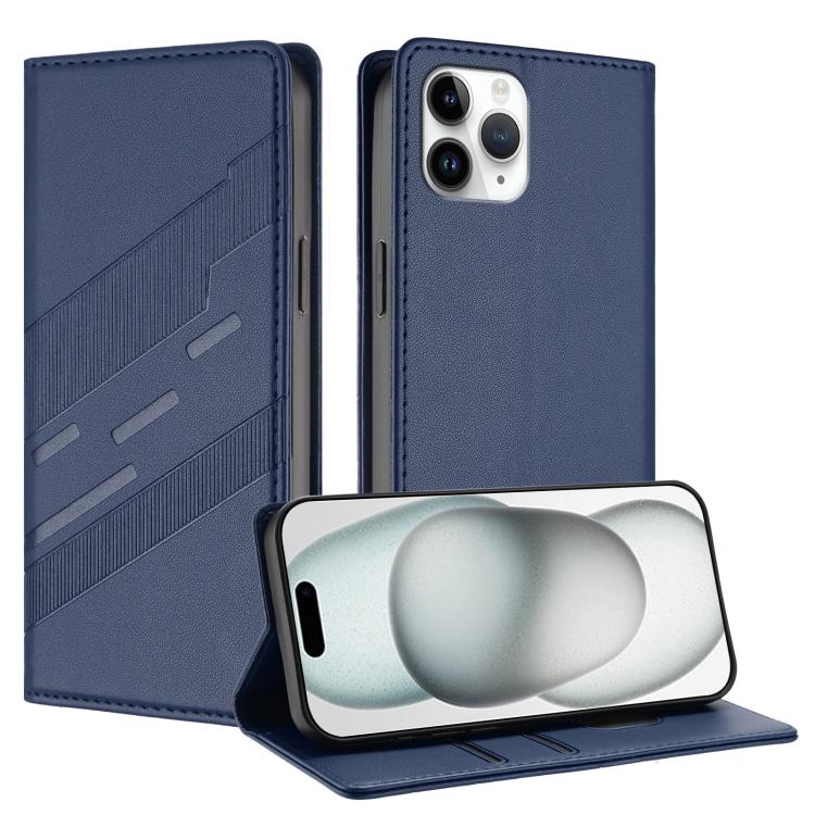

For iPhone 11 Pro Embossed Multi-functional Wallet Retro Leather Phone Case(Dark Blue)
