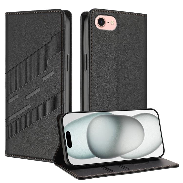

For iPhone SE 2022 / 2020 / 8 / 7 Embossed Multi-functional Wallet Retro Leather Phone Case(Black)