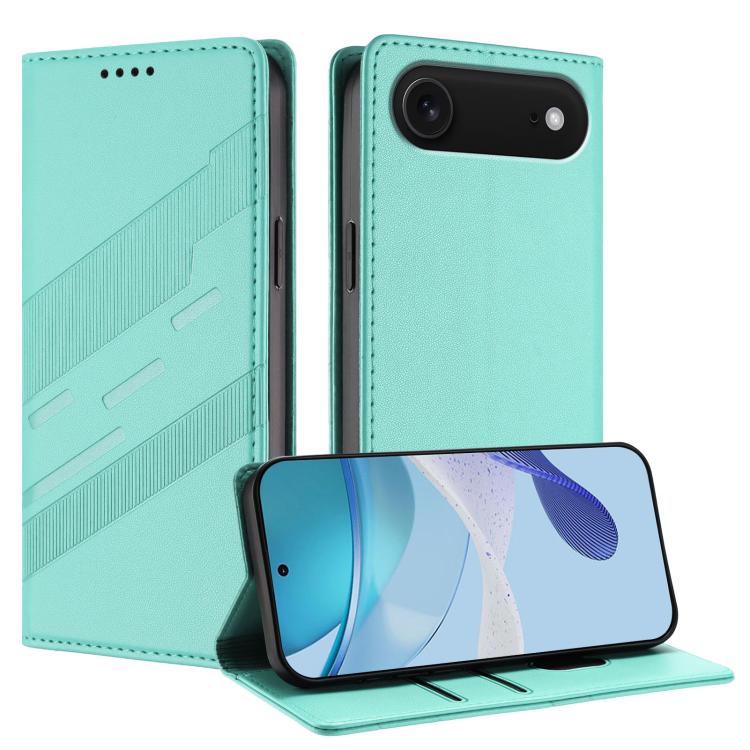 

For iPhone 17 Air Embossed Multi-functional Wallet Retro Leather Phone Case(Mint Green)
