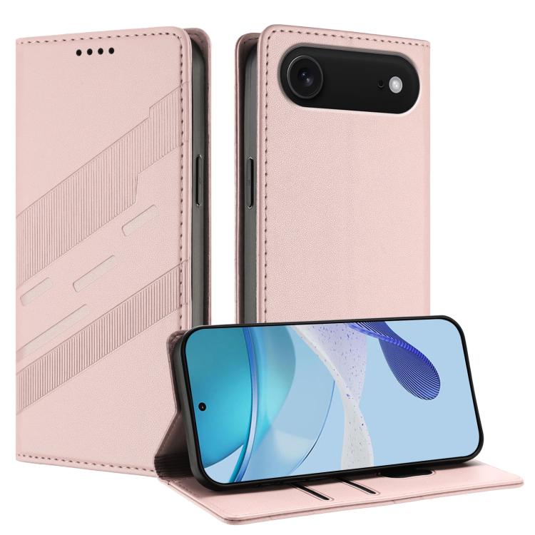 

For iPhone 17 Air Embossed Multi-functional Wallet Retro Leather Phone Case(Pink)