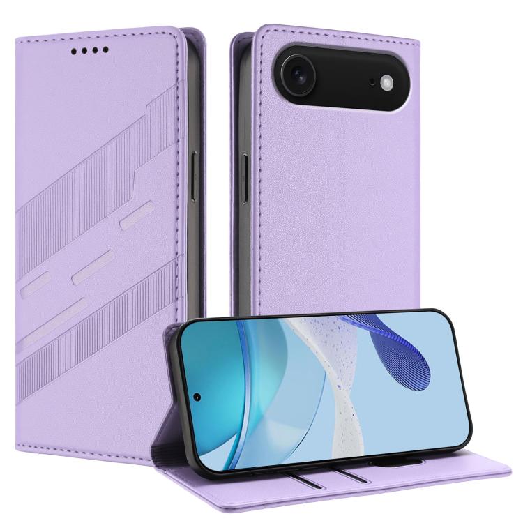 

For iPhone 17 Air Embossed Multi-functional Wallet Retro Leather Phone Case(Light Purple)