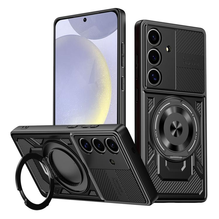 

For Samsung Galaxy S25+ / S24+ 5G Armor Rotating Holder MagSafe Phone Case(Black)