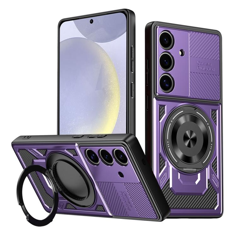 

For Samsung Galaxy S25+ / S24+ 5G Armor Rotating Holder MagSafe Phone Case(Purple)