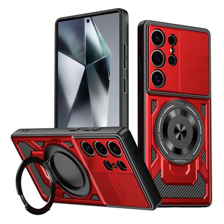 

For Samsung Galaxy S24 Ultra 5G Armor Rotating Holder MagSafe Phone Case(Red)
