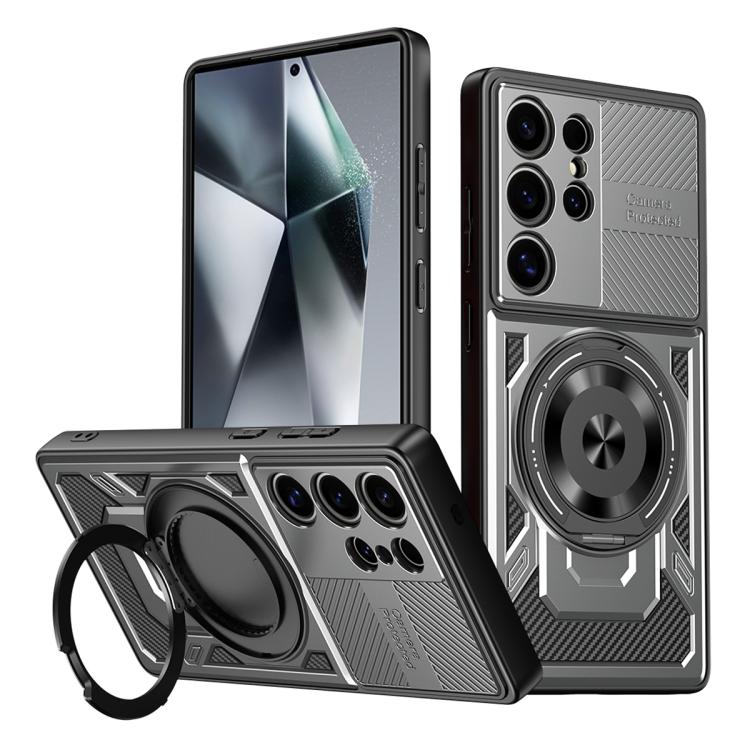 

For Samsung Galaxy S24 Ultra 5G Armor Rotating Holder MagSafe Phone Case(Grey)