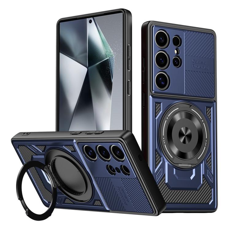 

For Samsung Galaxy S24 Ultra 5G Armor Rotating Holder MagSafe Phone Case(Blue)