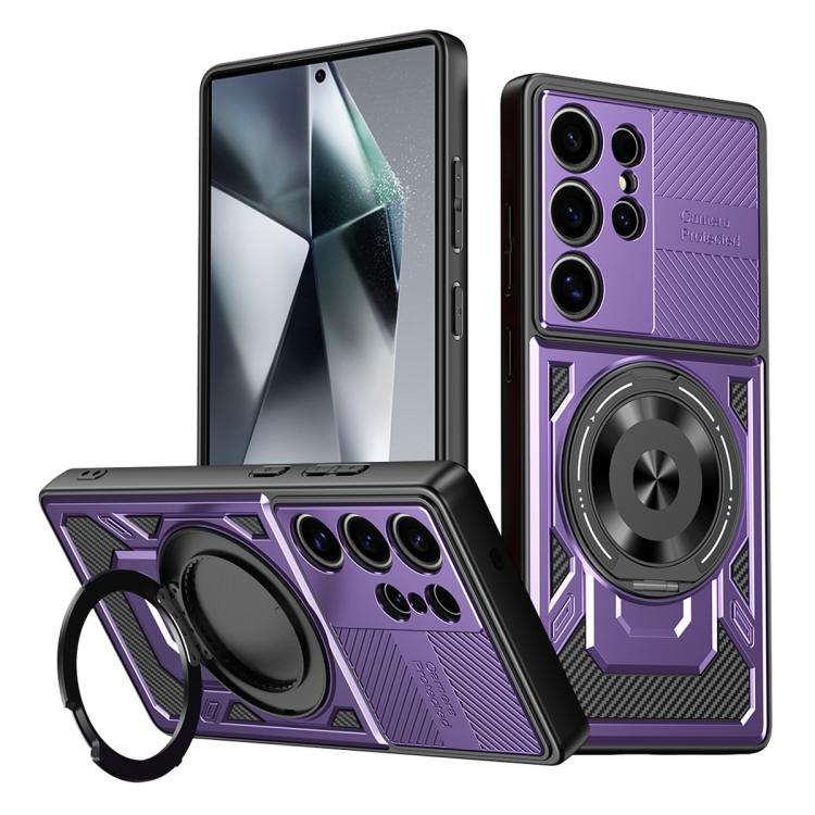 

For Samsung Galaxy S24 Ultra 5G Armor Rotating Holder MagSafe Phone Case(Purple)