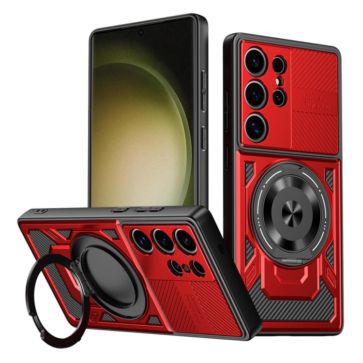 

For Samsung Galaxy S23 Ultra 5G Armor Rotating Holder MagSafe Phone Case(Red)