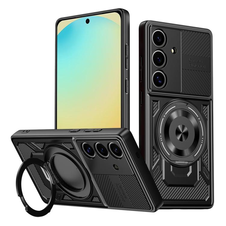 

For Samsung Galaxy S24 FE 5G Armor Rotating Holder MagSafe Phone Case(Black)