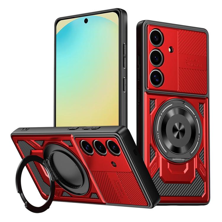 

For Samsung Galaxy S24 FE 5G Armor Rotating Holder MagSafe Phone Case(Red)